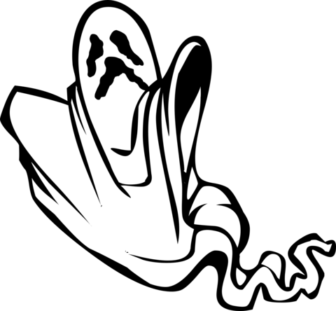 Floating Ghost Scary Coloring Page